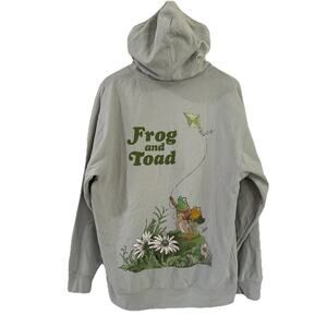 Frog & Toad Hoodie Sweatshirt Mens Large Green Long Sleeve Pocket Graphic